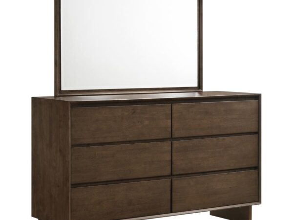 Glenwood 6-drawer Dresser and Mirror Warm Brown