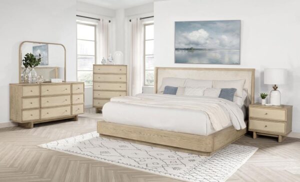 Kailani 52-inch Queen Wingback Bed Beige Oak