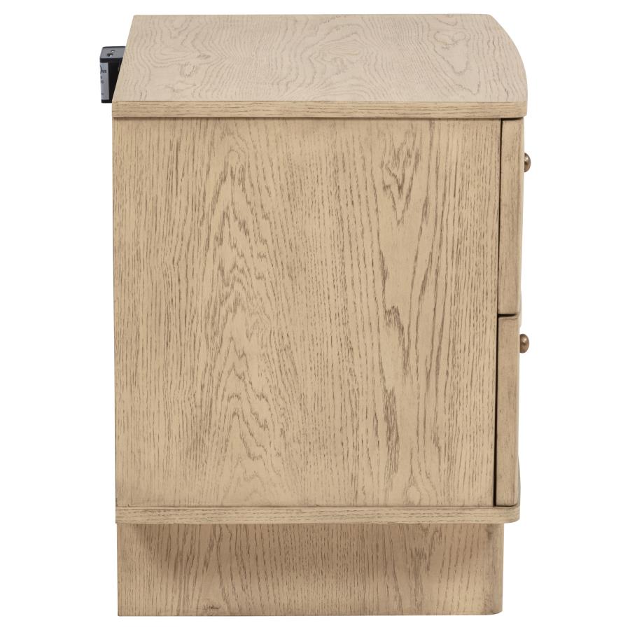 Kailani 2-drawer Nightstand Bedside Table Beige Oak