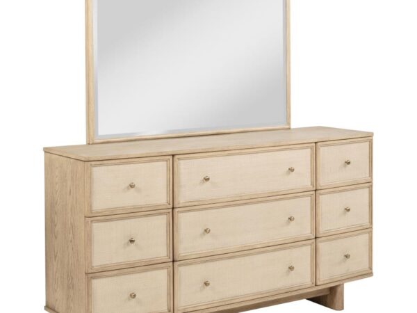 Kailani 9-drawer Dresser and Mirror Beige Oak
