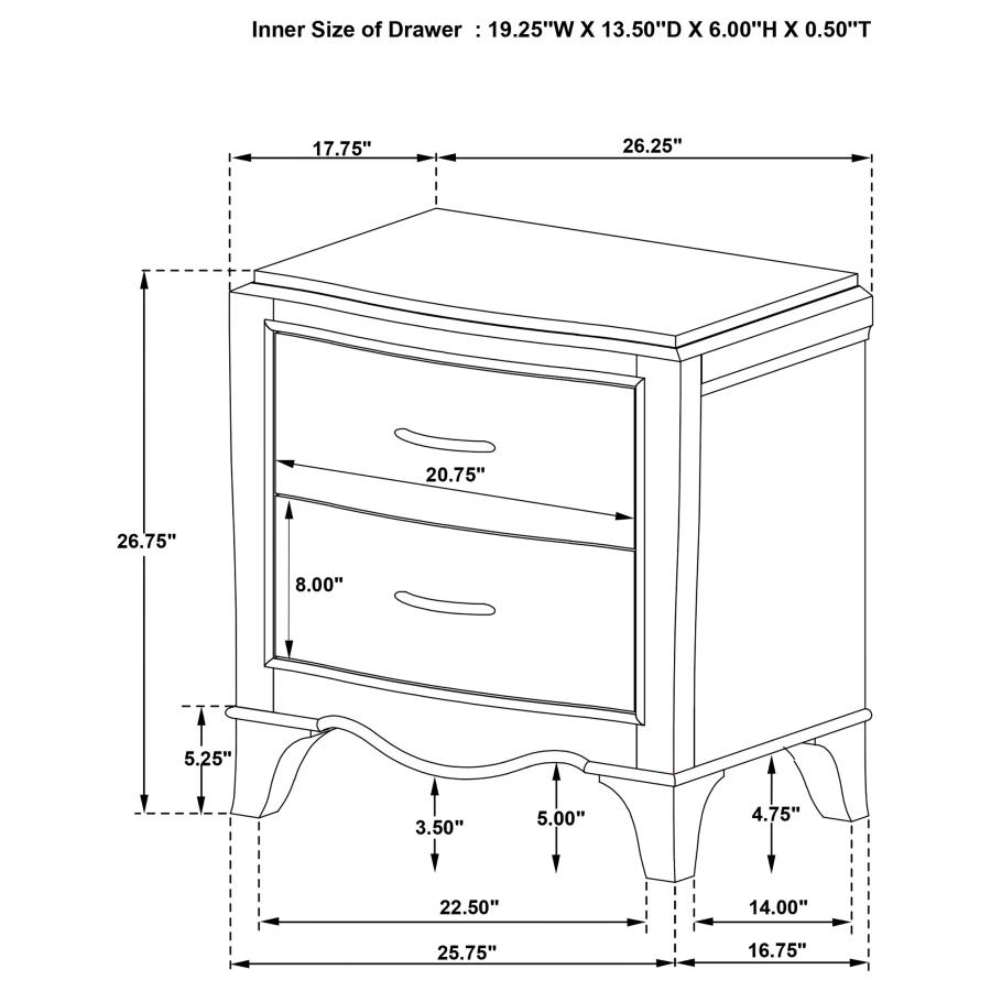 Revello 2-drawer Nightstand Bedside Table Washed Mango