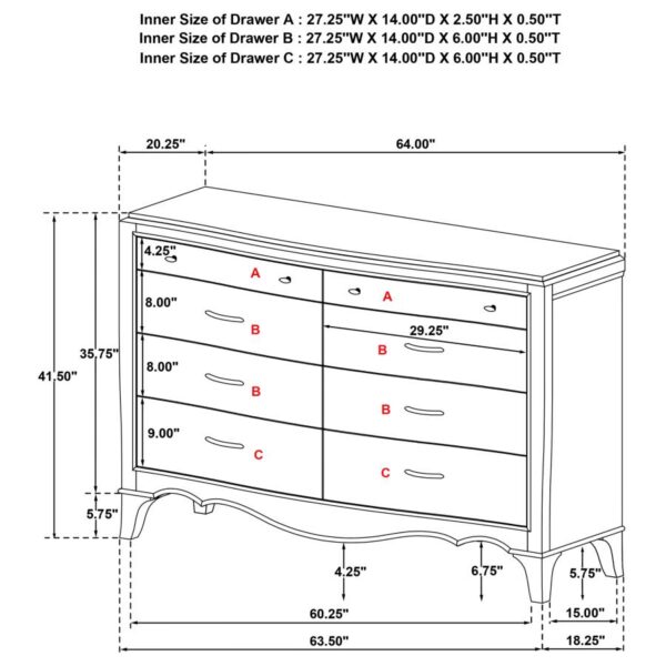 Revello 8-drawer Bedroom Dresser Washed Mango