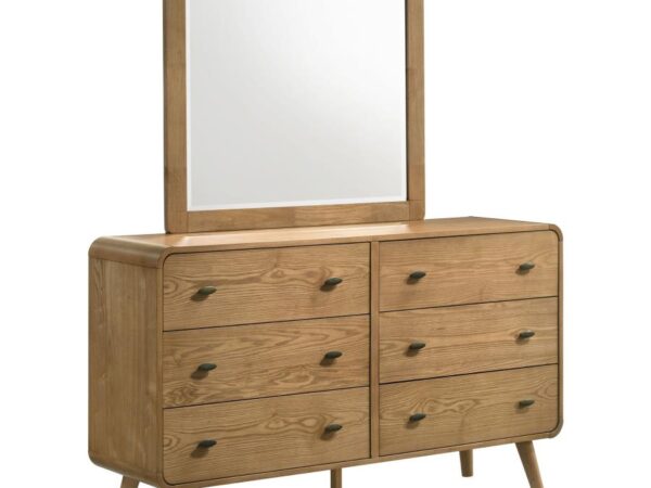 Robyn 6-drawer Bedroom Dresser and Mirror Light Ash