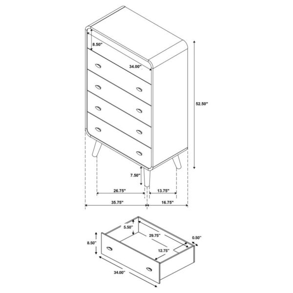 Robyn 5-drawer Bedroom Chest of Drawers Light Ash