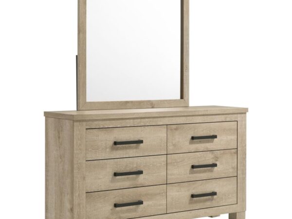 Oakglen 6-drawer Bedroom Dresser and Mirror Weathered Oak