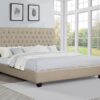 Chloe Upholstered Eastern King Panel Bed Oatmeal