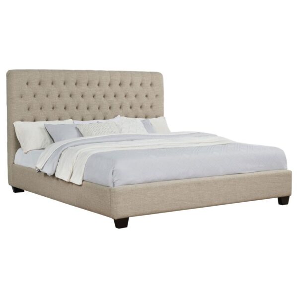 Chloe Upholstered Eastern King Panel Bed Oatmeal