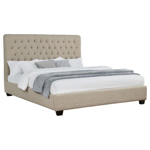 Chloe Upholstered California King Panel Bed Oatmeal