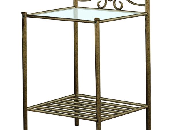 Sydney Metal 2-shelf Nightstand Antique Brushed Gold