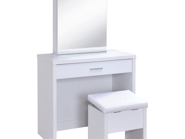 Harvey Vanity Set with Lift-Top Stool White
