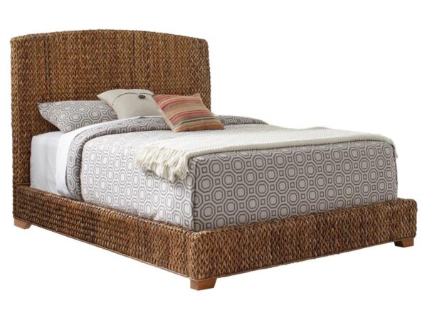 Laughton Banana Leaf Eastern King Panel Bed Amber