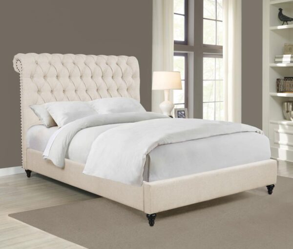 Devon 57-inch Upholstered Full Panel Bed Beige