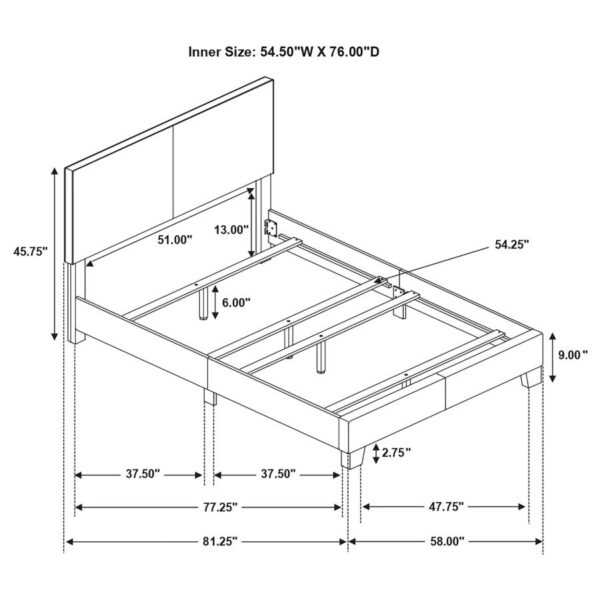 Dorian Faux Leather Upholstered Full Panel Bed Grey