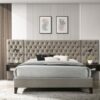 Marley Upholstered Queen Wall Panel Bed Light Brown