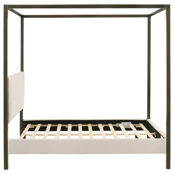 Monroe Upholstered Queen Canopy Bed Vanilla
