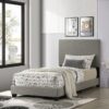 Dorian Fabric Upholstered Twin Panel Bed Taupe