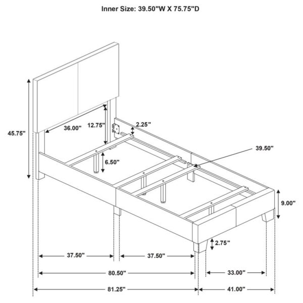 Dorian Fabric Upholstered Twin Panel Bed Taupe