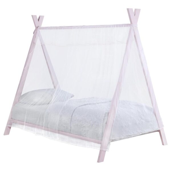 Fultonville Metal Twin Tent Bed with 7-inch Mattress Pink