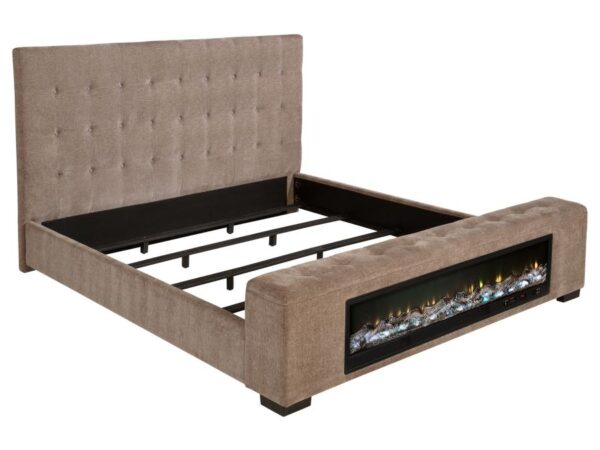 Senna Upholstered California King Audio Flame Visualizer Bed Brown