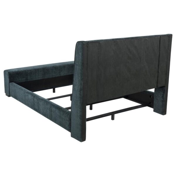 Preston Upholstered Eastern King Audio Flame Visualizer Bed Dark Blue