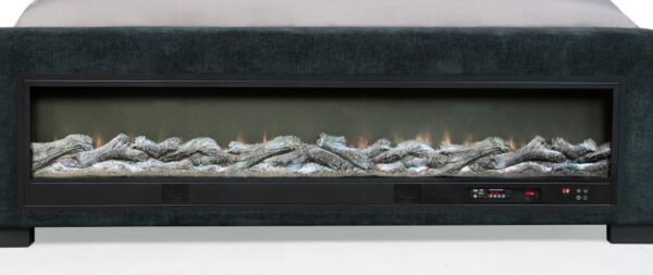 Preston Upholstered Eastern King Audio Flame Visualizer Bed Dark Blue