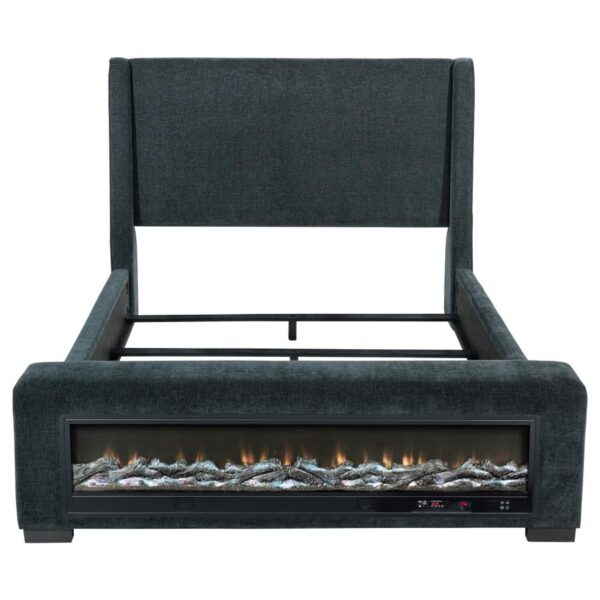Preston Upholstered Queen Audio Flame Visualizer Bed Dark Blue