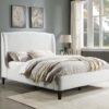 Mosby Upholstered Queen Wingback Bed Snow