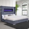 Tisdall Upholstered Eastern King Flame Visualizer Bed Grey