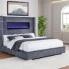 Tisdall Upholstered Cal King Flame Visualizer Bed Grey
