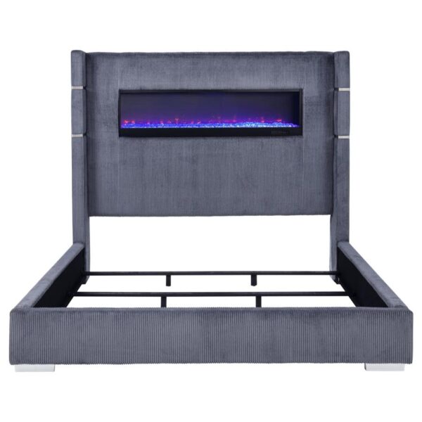 Tisdall Upholstered Cal King Flame Visualizer Bed Grey