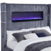 Tisdall Upholstered Cal King Flame Visualizer Bed Grey