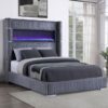Tisdall Upholstered Queen Flame Visualizer Bed Grey