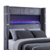 Tisdall Upholstered Queen Flame Visualizer Bed Grey