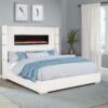 Tisdall Upholstered Eastern King Flame Visualizer Bed Cream