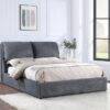 Laurel Upholstered Eastern King Panel Bed Dark Grey
