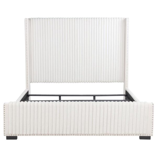 Natasha 65-inch Upholstered Eastern King Wingback Bed Cream