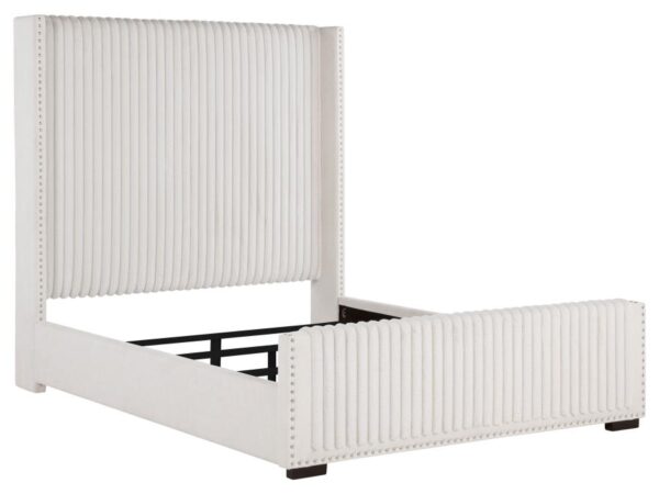 Natasha 65-inch Upholstered Queen Wingback Bed Cream