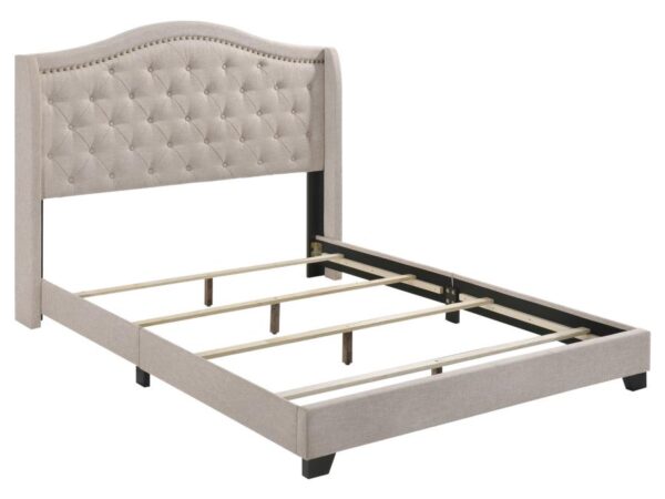 Sonoma Upholstered Queen Wingback Bed Beige