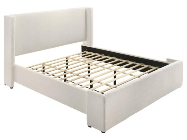 Alamosa Boucle Upholstered Eastern King Platform Bed White