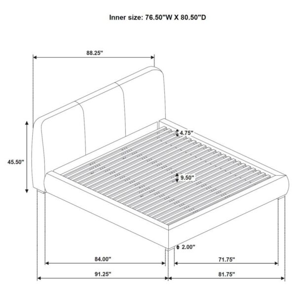 Mokena 46-inch Upholstered Eastern King Platform Bed Taupe