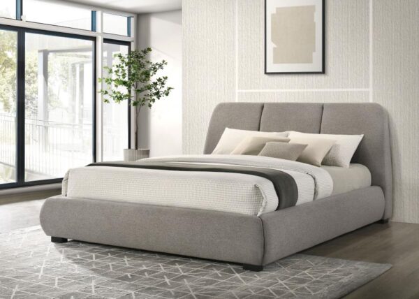 Mokena 46-inch Upholstered California King Platform Bed Taupe