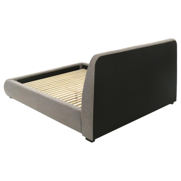 Mokena 46-inch Upholstered California King Platform Bed Taupe