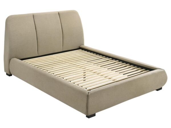 Mokena 46-inch Upholstered Eastern King Platform Bed Brown