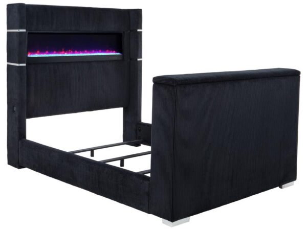 Tisdall Queen Flame Visualizer Wingback TV Bed Black