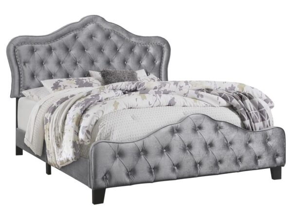 Bella Upholstered California King Panel Bed Grey
