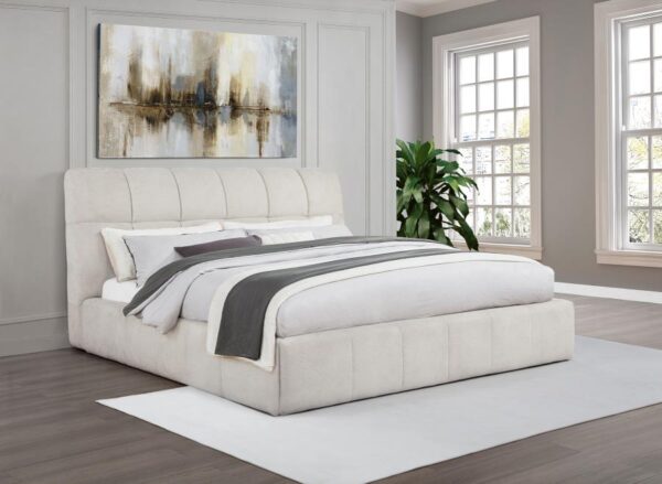 Nollet 48-inch Upholstered California King Platform Bed Cream