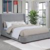 Rennes Upholstered Eastern King Wingback Platform Bed Grey