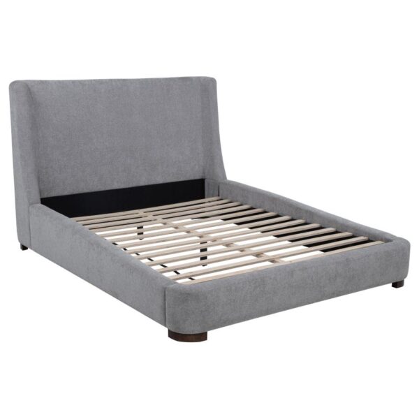 Rennes Upholstered Queen Wingback Platform Bed Grey