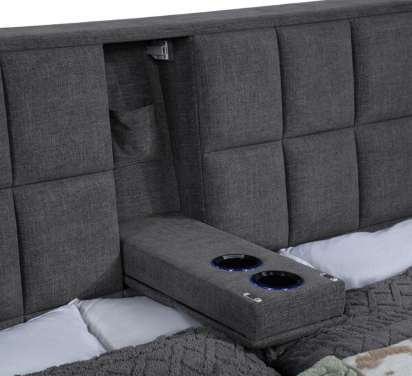 Dreux Upholstered Eastern King Panel Platform Bed Grey