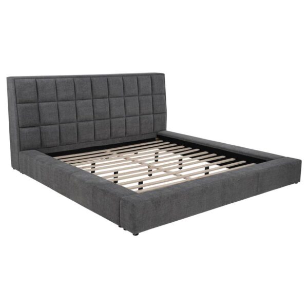 Dreux Upholstered California King Panel Platform Bed Grey